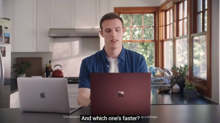 Mac Book прорекламировал Surface Laptop 2 в ролике Microsoft