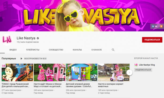 Русская девочка попала в тройку самых высокооплачиваемых YouTube-блогеров по версии Forbes